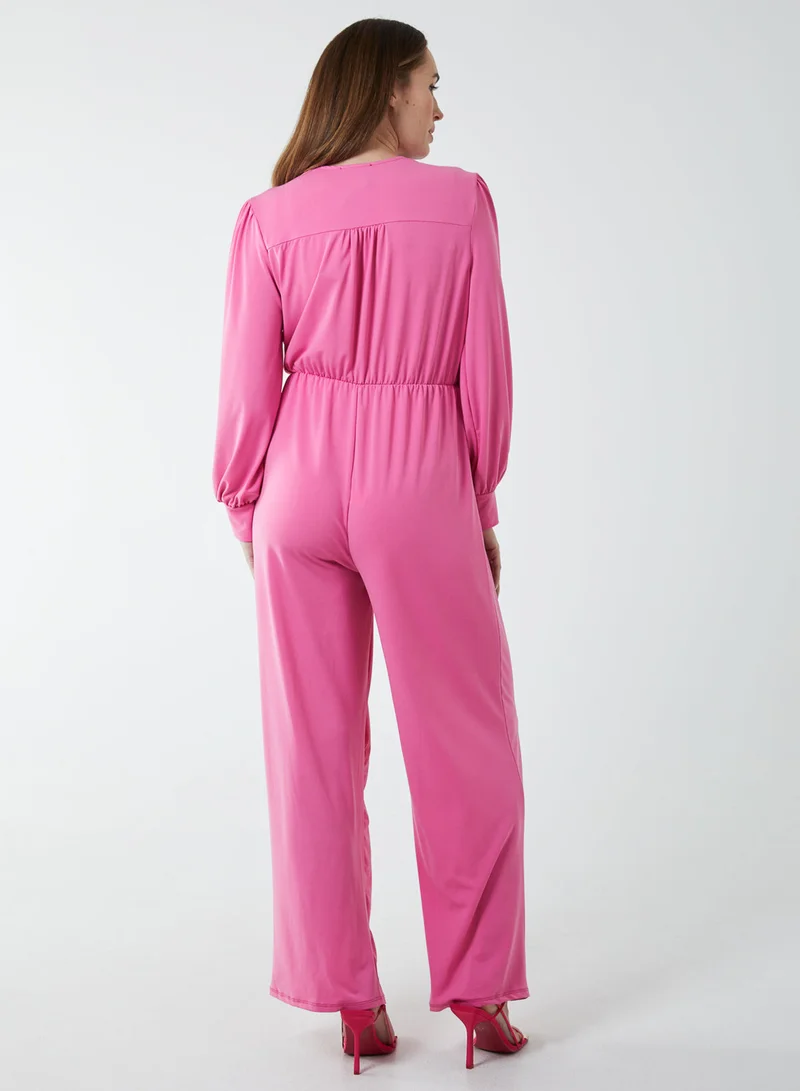 بلو فانيلا Elasticated Waist Crossover Long Sleeve Jumpsuit